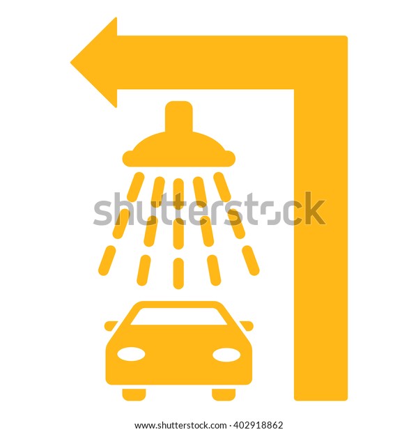 Carwash Turn\
Left vector illustration for street advertisement. Style is yellow\
flat symbols on a white\
background.