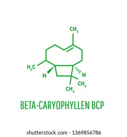 Caryophyllene molecule. Skeletal formula. Constituent of multiple herbal essential oils
