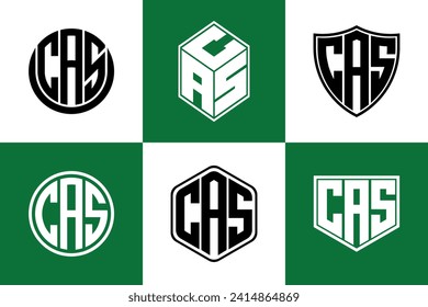 CAS initial letter geometric shape icon logo design vector. monogram, lettermark, circle, polygon, shield, symbol, emblem, elegant, abstract, wordmark, sign, art, typography, icon, geometric, shape