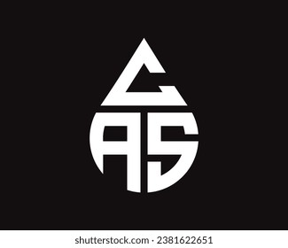 CAS letter water drop shape logo design. CAS drop logo simple design.