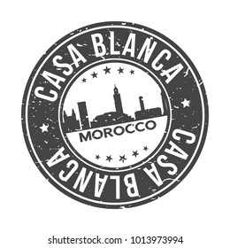 Casa Blanca Morocco Africa Stamp Logo Icon Skyline Silhouette Symbol Round Design Skyline City.