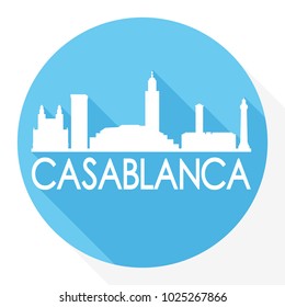 Casa Blanca Morocco Flat Icon Skyline Silhouette Design City Vector Art.