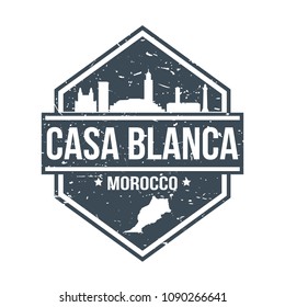 Casa Blanca Morocco Travel Stamp Icon Skyline City Design Tourism Seal Passport Vector.