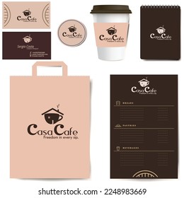 casa cafe logo and buisness card (cafe house logo.