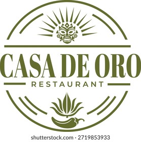 Casa de Oro Restaurant Logo mit kulturellen Symbolen