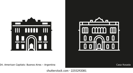 Casa Rosada Icon. Wahrzeichen des Gebäudes von Buenos Aires, der Hauptstadt von Argentinien

