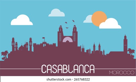 Casablanca city Morocco skyline silhouette flat design vector illustration
