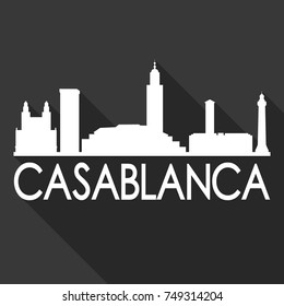 Casablanca Flat Icon Skyline Silhouette Design City Vector Art Famous Buildings.