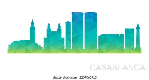 Casablanca, Morocco Low Poly Skyline Clip Art City Design. Geometric Polygon Graphic Horizon Icon. Vector Illustration Symbol.