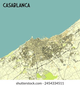 Casablanca, Morocco map poster art