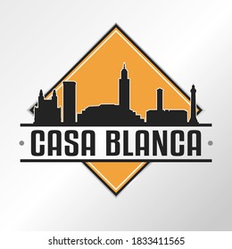 Casablanca, Morocco Skyline Logo. Adventure Landscape Design Vector Illustration.