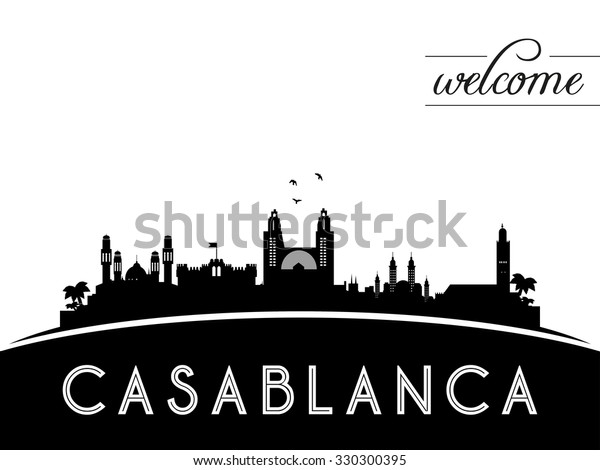 Casablanca Morocco Skyline Silhouette Black White Stock Vector (Royalty ...