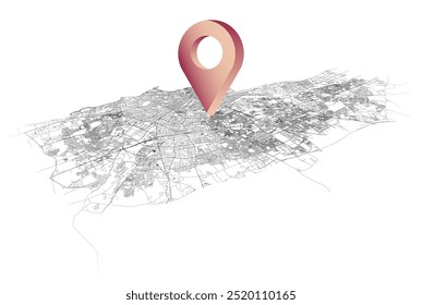 Casablanca Marrocos, Detalhe isométrico Ruas Mapa com localização pin, imagem do elemento 