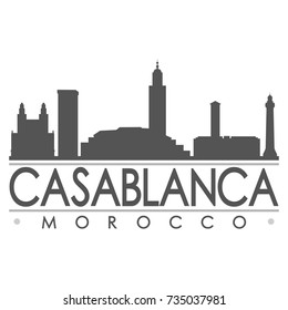 Casablanca Skyline Silhouette Design City Vector Art Famous Buildings 