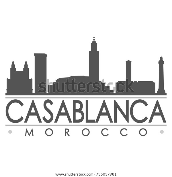 Casablanca Skyline Silhouette Design City Vector Stock Vector (Royalty ...