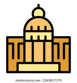 Casablanca temple icon outline vector. Morocco skyline. Africa travel color flat