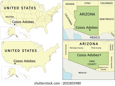 Casas Adobes census-designated place location on USA, Arizona state and Pima County map