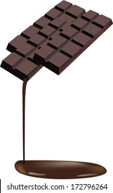 cascade of dark chocolate cocoa from tablets