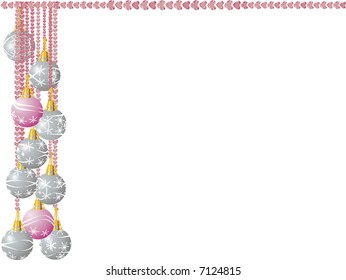 Cascade of illustrated gemstones and pearls adorned with Christmas snowflake ornaments.