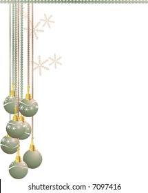Cascade of illustrated pearls adorned with Christmas snowflake ornaments.