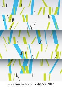 Cascade of realistic cardboard sheets with mixed diagonal sticks. Colorful background illustration. Vertical template for a poster or cover. Element of design.