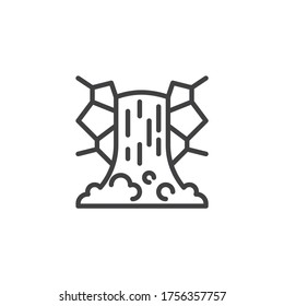 Cascade Waterfall line icon. linear style sign for mobile concept and web design. Mountain waterfall outline vector icon. Symbol, logo illustration. Vector graphics