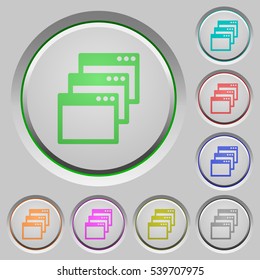 Cascade window view mode color icons on sunk push buttons