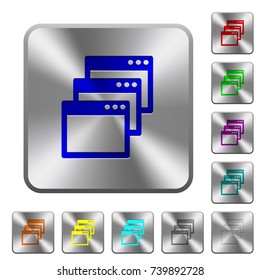 Cascade window view mode engraved icons on rounded square glossy steel buttons