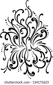 Cascading abstract foliage in black and white