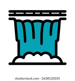 Cascading waterfall flows powerfully icon white background graphic