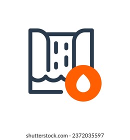 Cascading Waterfall Topography Vector Icon Illustration