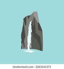 Cascata dos Anjos waterfall in Madeira. Flat style illustration 