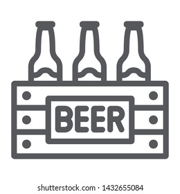 Case of beer line icon, alcohol and drink, pack of beer bottles sign, vector graphics, a linear pattern on a white background, eps 10.