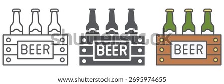 Case of beer line icon, alcohol and drink, pack of beer bottles sign, vector graphics, a linear pattern on a white background, eps 10.