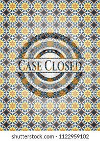 Case Closed arabic badge background. Arabesque decoration.