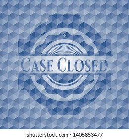 Case Closed blue hexagon badge. Vector Illustration. Detailed.