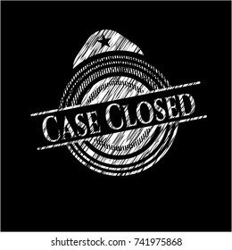 Case Closed chalk emblem written on a blackboard