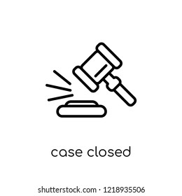 Case Closed Icon. Trendy Modern Flat Linear Vector Case Closed Icon On White Background From Thin Line Law And Justice Collection, Editable Outline Stroke Vector Illustration