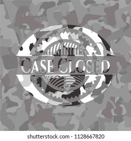 Case Closed on grey camouflage texture
