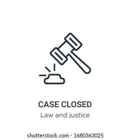 Case Closed Outline Vector Icon. Thin Line Black Case Closed Icon, Flat Vector Simple Element Illustration From Editable Law And Justice Concept Isolated Stroke On White Background