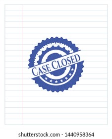  Case Closed with pen strokes. Blue ink. Vector Illustration. Detailed.