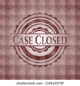 Case Closed red seamless emblem or badge with abstract geometric pattern background.