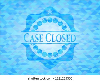Case Closed sky blue emblem with mosaic ecological style background