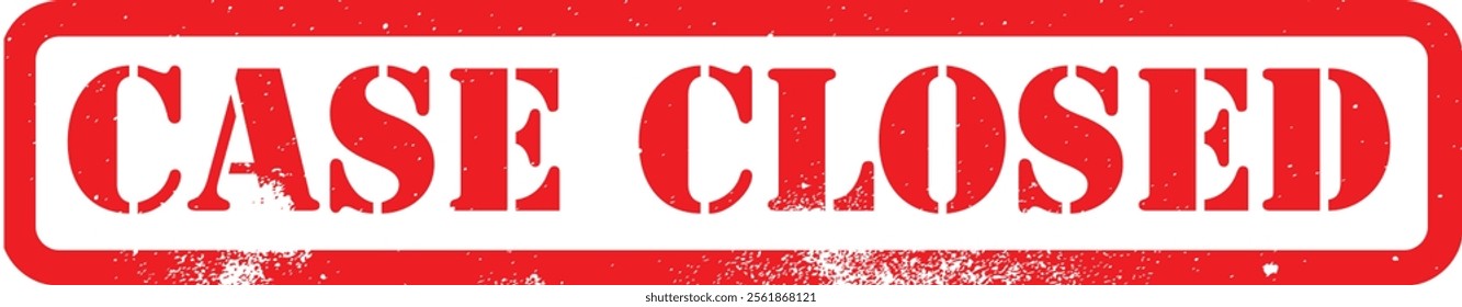 Case Closed Solved Red Rubber Stamp Label Grunge Texture Effect