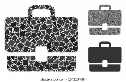 Case composition of joggly items in various sizes and color hues, based on case icon. Vector inequal items are united into collage. Case icons collage with dotted pattern.