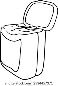 Case for dental floss tear-off clean teeth oral hygiene doodle linear cartoon coloring