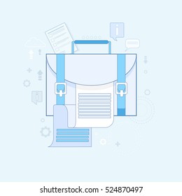 Case With Document Contract Business Thin Line Vector Illustration