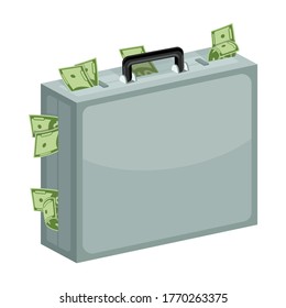 Case dollar bill cartoon vector icon.Cartoon vector illustration of bundle money icon.Case with bundle of dollar isolated icon on white background.