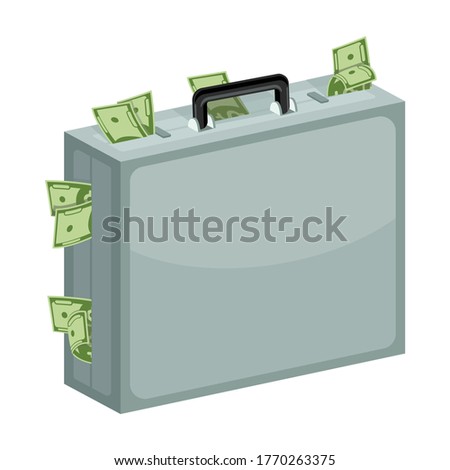 Case dollar bill cartoon vector icon.Cartoon vector illustration of bundle money icon.Case with bundle of dollar isolated icon on white background.