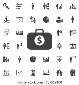 Case with dollar icon. Business icons set